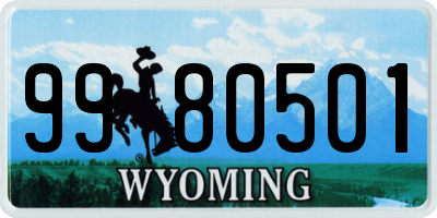 WY license plate 9980501