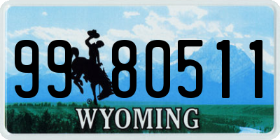 WY license plate 9980511