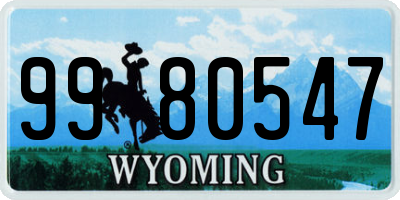 WY license plate 9980547