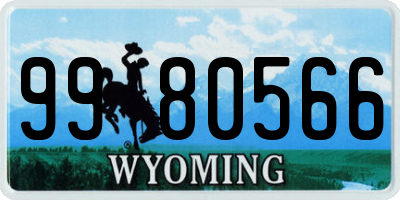 WY license plate 9980566