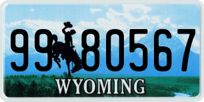 WY license plate 9980567