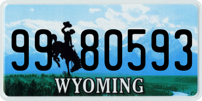 WY license plate 9980593