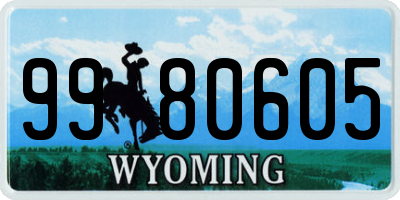 WY license plate 9980605