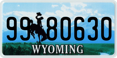WY license plate 9980630