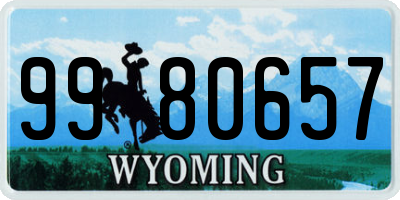 WY license plate 9980657