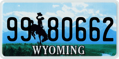 WY license plate 9980662