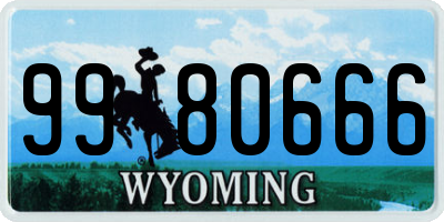 WY license plate 9980666