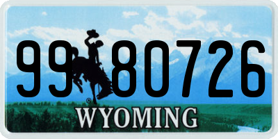 WY license plate 9980726