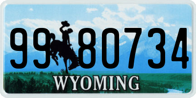 WY license plate 9980734