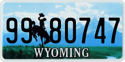 WY license plate 9980747