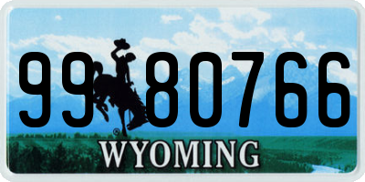 WY license plate 9980766