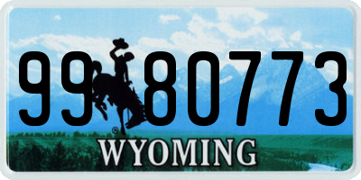 WY license plate 9980773