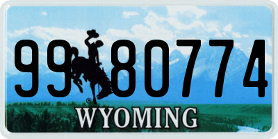 WY license plate 9980774