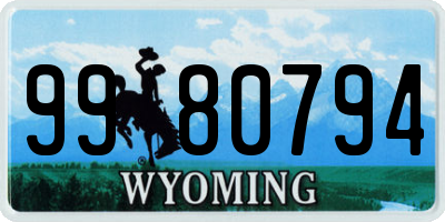 WY license plate 9980794