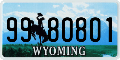 WY license plate 9980801