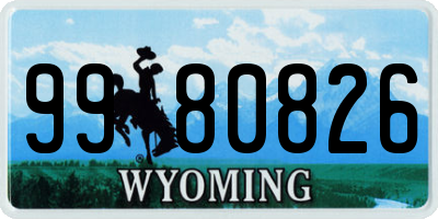 WY license plate 9980826