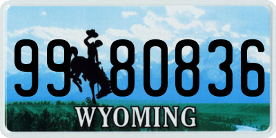 WY license plate 9980836