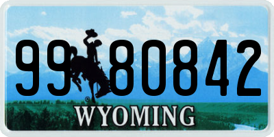 WY license plate 9980842