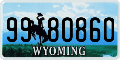 WY license plate 9980860