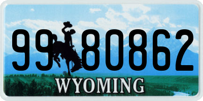 WY license plate 9980862