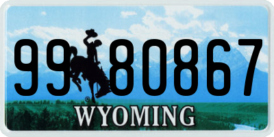 WY license plate 9980867