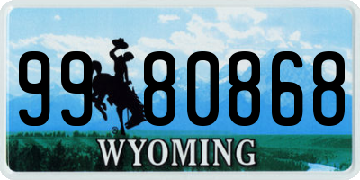 WY license plate 9980868