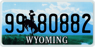 WY license plate 9980882