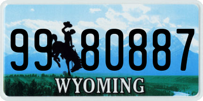 WY license plate 9980887