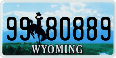WY license plate 9980889