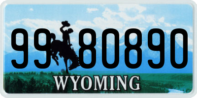 WY license plate 9980890
