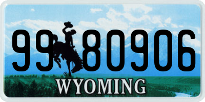 WY license plate 9980906