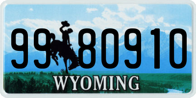 WY license plate 9980910