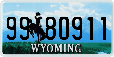 WY license plate 9980911