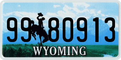 WY license plate 9980913