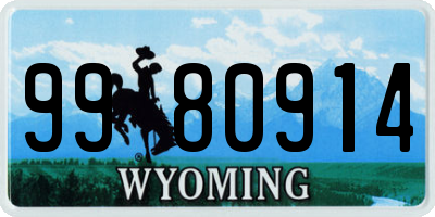 WY license plate 9980914