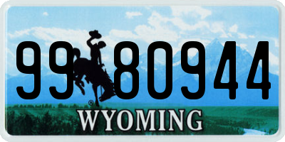 WY license plate 9980944