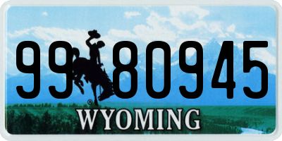 WY license plate 9980945