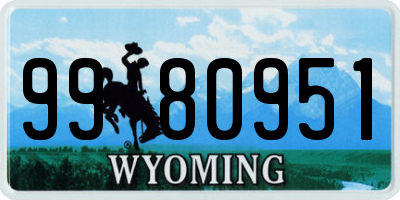 WY license plate 9980951