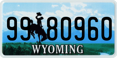 WY license plate 9980960