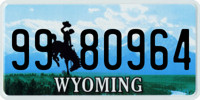 WY license plate 9980964