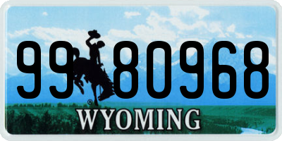 WY license plate 9980968
