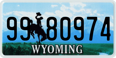 WY license plate 9980974