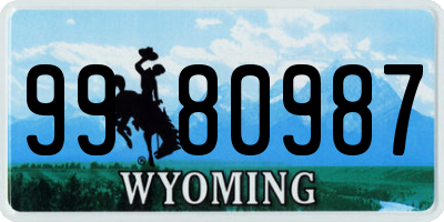 WY license plate 9980987