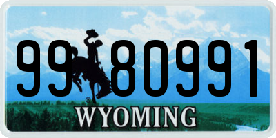 WY license plate 9980991