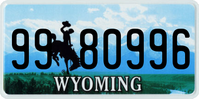 WY license plate 9980996