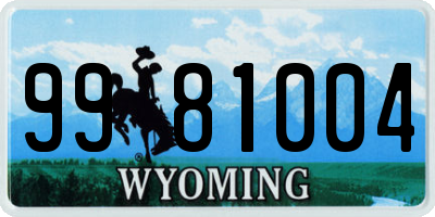 WY license plate 9981004