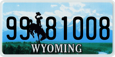 WY license plate 9981008