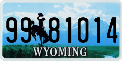 WY license plate 9981014