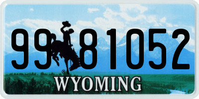 WY license plate 9981052