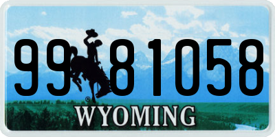 WY license plate 9981058